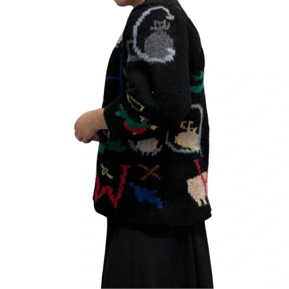 Vtg Moussie Susan Bristol Sweater Cardigan Wool ABCs Back To School Novelty S - Picture 5 of 10